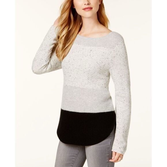 Charter Club Sweaters - Charter Club Cashmere Women's Cream and Black Color Block Sweater Extra Small